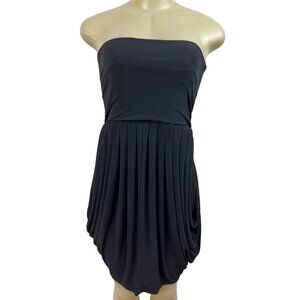Women's Strapless Black Draped Cocktail Knee Length Dress Sz XS/S